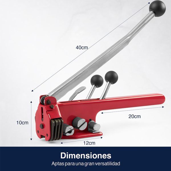 Flejadora manual Precifilm para flejes de plastico de 13 y 16 mm